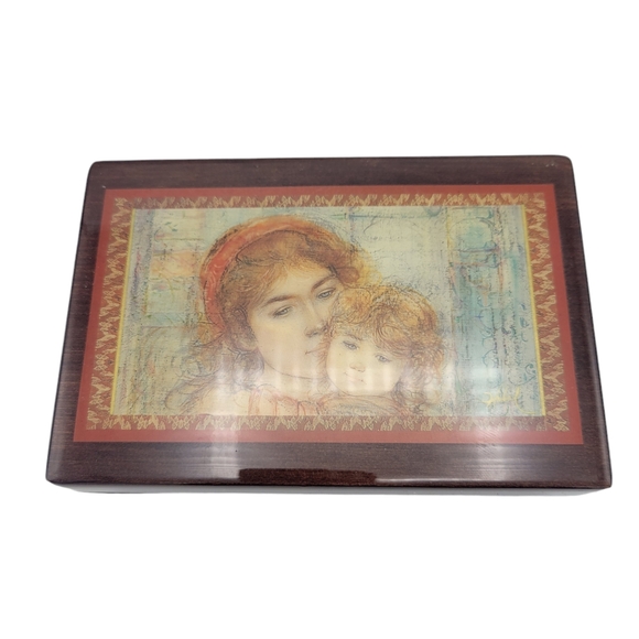 Vintage Edna Hibel Mother & Child Wood Trinket Jewelry Box American Music Box Co - Picture 2 of 11